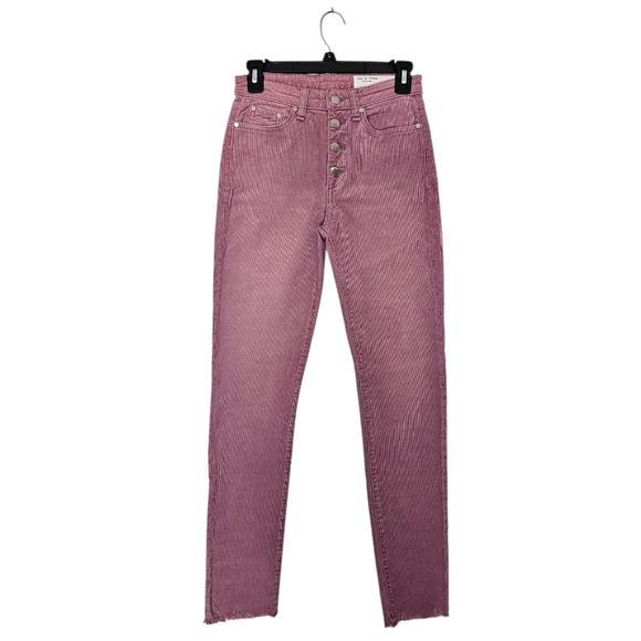 rag & bone Denim - Rag & Bone High Rise Ankle Skinny Pink Corduroy Pant Jeans 25 NWT